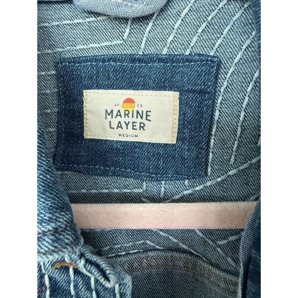 Marine Layer Eileen Cropped Trucker Jacket Denim Embroidered Western‎ Festival - Picture 7 of 10
